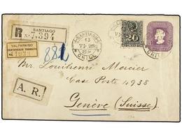 789 CHILE. 1899. SANTIAGO A SUIZA. Entero Postal De <B>5 Cts.</B> Lila Con Franqueo Adicional De <B>20 Ctvos.</B> Circul - Sonstige & Ohne Zuordnung