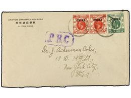 858 CHINA: OFICINAS POSTALES INGLESAS. 1918. Censored Envelope To UNITED STATES Bearing <B>2c</B> Green (SG 2) And <B>4c - Autres & Non Classés