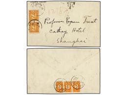 862 CHINA. 1935. PEPING (Manchuria) A SHANGHAI. <B>1 Cto.</B> Naranja, Marca Local<B> 'T'</B> Al Dorso Tasada Con Sellos - Other & Unclassified