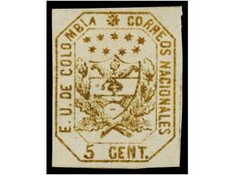 886 * COLOMBIA. Sc.24. 1863. <B>5 Cents.</B> Amarillo. MAGNÍFICO. - Other & Unclassified
