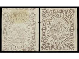 891 (*) COLOMBIA. Yv.42. 1868. <B>10 Ctvos.</B> Lila. Impresión Calcada Al Dorso. - Otros & Sin Clasificación