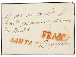 906 COLOMBIA. 1783 (7 Nov.). SANTA FE A POPAYÁN. Carta Completa Con Texto, Marcas <B>SANTA FE </B>y <B>FRANCA</B> En Roj - Other & Unclassified