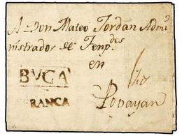 912 COLOMBIA. 1806 (10 Julio). BUGA A POPAYAN. Marca BUGA A FRANCA En Color Sepia. MAGNÍFICA Y RARA. - Sonstige & Ohne Zuordnung