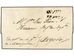 921 COLOMBIA. (1825 CA.). Envuelta Circulada A BOGOTÁ, Manuscrito 'Del Gover. De La Pcia. De Mariquita' Y Marca<B> GUAMO - Sonstige & Ohne Zuordnung