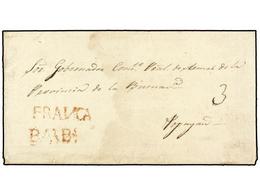 931 COLOMBIA. (1830 CA.). Envuelta Circulada A POPAYAN. Marcas <B>FRANCA</B> Y<B> BARBS.</B> (Barbacoas) En Rojo. RARA. - Sonstige & Ohne Zuordnung