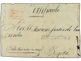 941 COLOMBIA. 1842. FRENTE DE UN PAQUETE CERTIFICADO Circulado De MEDELLIN A BOGOTA. Marca <B>MEDELLIN/FRANCA/DE OFICIO< - Other & Unclassified