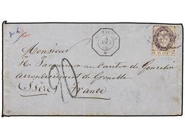 955 COLOMBIA. Yv.30. 1866. BOGOTÁ A FRANCIA. <B>10 Cts.</B> Lila, Mat. Ovalado <B>BOGOTA</B> Y Fechador Octogonal Maríti - Other & Unclassified