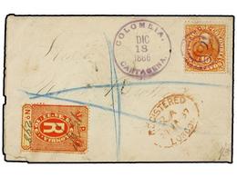 977 COLOMBIA. Yv.87. 1886. CARTAGENA A INGLATERRA. <B>10 Ctvos.</B> Naranja Y Sello De Certificados De <B>10 Cts.</B> Ro - Sonstige & Ohne Zuordnung