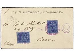 989 COLOMBIA. 1891. BOGOTÁ A BERNA (Suiza). <B>5 Cents.</B> Azul (2) Al Dorso Llegada. - Other & Unclassified