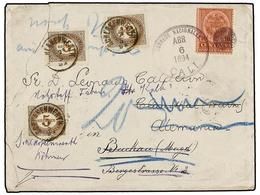 994 COLOMBIA. Sc.153. 1894. CALI A ALEMANIA. <B>10 Ctvos.</B> Castaño S. Rosa Reexpedida A AUSTRIA Y Tasada A La Llegada - Sonstige & Ohne Zuordnung