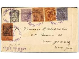 1007 COLOMBIA. 1901. CARTAGENA A NEW YORK. Precioso Franqueo, Mat. Fechador De Cartagena Y Marca Lineal Del Paquebot 'Al - Sonstige & Ohne Zuordnung