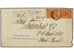 1012 COLOMBIA. 1902. BARRANQUILLA A NEW YORK. <B>5 Cts.</B> Castaño (2) Y Marca<B> NO HAY ESTAMPILLAS</B> Y Pago En Metá - Sonstige & Ohne Zuordnung