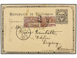 1023 COLOMBIA. 1905. CARTAGENA A ALEMANIA. Entero Postal De<B> 2 Ctvos. </B>negro Con Franqueo Adicional De Sellos De BA - Other & Unclassified