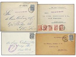 1033 COLOMBIA. 1912-16. <B>CORREO MARÍTIMO </B>entre COLOMBIA Y USA. Conjunto De 4 Cartas Franqueadas En Alta Mar. - Other & Unclassified