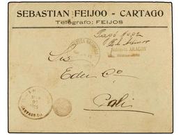 1038 COLOMBIA. 1915. CARTAGO A CALI. Manuscrito 'Pago 0,02' Y Firma Estampillada Del Administrador Y Fechador De <B>CART - Other & Unclassified