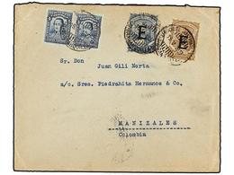 1053 COLOMBIA. 1927. <B>SCADTA. </B>BARCELONA A MANIZALES. Circulada Con Sellos De <B>4 Ctvos.</B> (2) Y Sellos De Scadt - Other & Unclassified