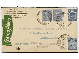 1059 COLOMBIA. 1931. MEDELLIN A LONDRES. Vía SCADTA Con Sellos De <B>4 Ctvos.</B> Y <B>8 Ctvos.</B> Y Sobretasa Aérea De - Other & Unclassified