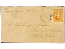 1066 COSTA RICA. 1888. SAN JOSÉ A SANTIAGO DE CUBA. Entero Postal De <B>10 Cts.</B> Ocre. Al Dorso Fechador De Tránsito  - Autres & Non Classés