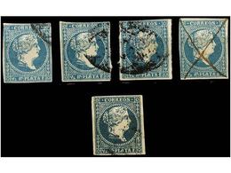 1088 ° COLONIAS ESPAÑOLAS: CUBA. Ant.7F. <B>1/2 Real</B> Azul A Azul Verdoso. <B>FALSOS POSTALES</B> Tipo IIIB (Guerra T - Otros & Sin Clasificación