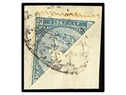 1097 CUBA. Ant.13F. <B>10 Cts</B> Azul. <B>FALSO POSTAL</B>, Bisectado Sobre Pequeño Fragmento. Rarísimo, Solo Dos Conoc - Andere & Zonder Classificatie