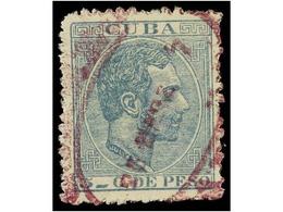 1106 ° COLONIAS ESPAÑOLAS: CUBA. Ed.100F. <B>5 Cts.</B> Azul. <B>FALSO POSTAL</B> Tipo III (Graus Tipo III). MAGNIFICO Y - Autres & Non Classés