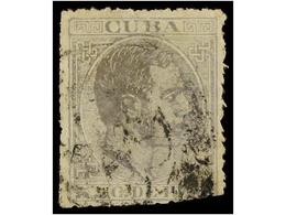 1107 ° COLONIAS ESPAÑOLAS: CUBA. Ed.100F. <B>5 Cts.</B> Gris. <B>FALSO POSTAL</B> Tipo IV. RARO. Cert. GRAUS. - Other & Unclassified