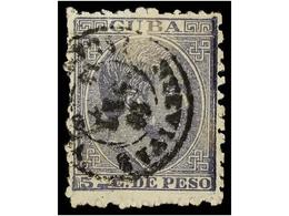 1108 ° COLONIAS ESPAÑOLAS: CUBA. Ed.100F. <B>5 Cts.</B> Gris. <B>FALSO POSTAL</B> Tipo I (Graus No Reseñado). Mat. Fecha - Autres & Non Classés