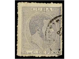 1109 ° COLONIAS ESPAÑOLAS: CUBA. Ed.100F. <B>5 Cts.</B> Gris. <B>FALSO POSTAL</B> Tipo I (Graus No Reseñado). Mat. <B>FE - Otros & Sin Clasificación