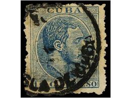 1114 ° COLONIAS ESPAÑOLAS: CUBA. Ed.103F. <B>10 Ctvos.</B> Azul. <B>FALSO POSTAL</B>. RARISIMO. - Autres & Non Classés