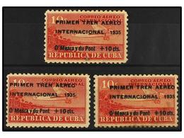 1125 (*) CUBA. Ed.276. 1935. <B>10 Cts. </B> Rojo. 2 Sellos <B>SOBRECARGA DESPLAZADA </B>a Derecha E Iquierda. RAROS. - Other & Unclassified