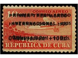 1126 (*) CUBA. Ed.276hh. 1935. <B>10 Cts. </B>rojo. <B>SOBRECARGA DOBLE. </B>Reengomado. Cert. BASCHWITZ. Cat. 400?. - Otros & Sin Clasificación