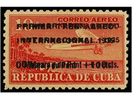 1127 ** CUBA. Ed.276hh. 1935. <B>10 Cts.</B> Rojo. <B>SOBRECARGA DOBLE, </B>goma Levemente Tonalizada. Cat. 400?. - Otros & Sin Clasificación