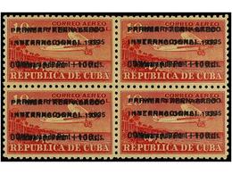 1130 ** CUBA. Ed.276hh. 1935. <B>10 Cts.</B> Rojo. Bloque De Cuatro. <B>SOBRECARGA DOBLE</B>. LUJO. Cert. C. ECHENAGUSIA - Andere & Zonder Classificatie