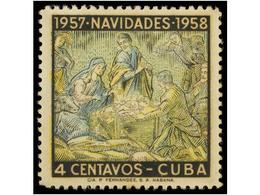 1174 ** CUBA. Ed.734ef. 1957. <B>4 Ctvos.</B> Multicolor <B>FALTA EL COLOR ROSA. </B>Cert. C. ECHENAGUSIA. - Other & Unclassified