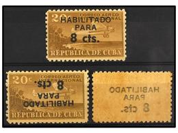 1192 * CUBA. Ed.885hiz, 885ha. 1961. <B>8 Cts. S. 20 Cts.</B> Castaño. 2 Sellos <B>HABILITACIÓN INVERTIDA </B>y El Otro  - Sonstige & Ohne Zuordnung