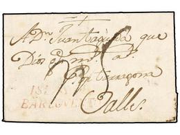 1198 CUBA. 1788 (9 Sept.). HABANA A VALLS (España). Marca <B>ISLAS DE/BARLOVENTO</B> En Color Rojo Carmín, Estampada En  - Sonstige & Ohne Zuordnung