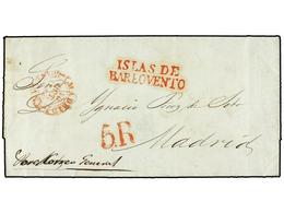 1206 CUBA. 1842 (10 Octubre). HABANA A MADRID. Manuscrito<I>'Por El Correo General'</I>, Marca <B>ISLAS DE/BARLOVENTO</B - Other & Unclassified