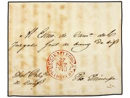 1215 CUBA. 1845. CIENFUEGOS A PUERTO PRÍNCIPE. Fechador <B>CIENFUEGOS/ISLA DE CUBA</B> En Rojo. MUY BONITA. - Sonstige & Ohne Zuordnung