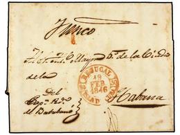 1225 CUBA. 1846. BATABANO A HABANA. Fechador <B>BEJUCAL/ISLA DE CUBA </B>en Rojo. MUY BONITA. - Sonstige & Ohne Zuordnung