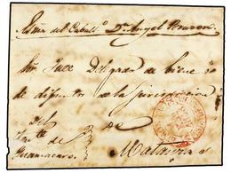 1233 CUBA. 1848. GUAMACARO A MATANZAS. Fechador <B>LIMONAR/ISLA DE CUBA</B> En Rojo. - Other & Unclassified