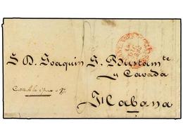 1242 COLONIAS ESPAÑOLAS: CUBA. 1850(19 Diciembre). SANTANDER A HABANA. Fechador Rojo De Salida Y Fechador <B>EMPRESA ESP - Sonstige & Ohne Zuordnung