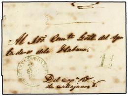 1244 CUBA. 1851. CAYAJABOS A HABANA. Fechador De <B>CAYAJABOS</B> En Verde. MUY RARO. - Sonstige & Ohne Zuordnung