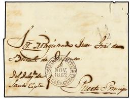 1245 CUBA. 1852. SANCTI SPIRITUS A PRO. PRÍNCIPE. Fechador <B>STI. ESPIRITU/ISLA DE CUBA</B> En Azul. MUY BONITA. - Other & Unclassified