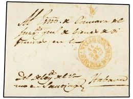 1249 CUBA. 1854. SANTIAGO DE LAS VEGAS A HABANA. Fechador <B>SANTIAGO/ISLA DE CUBA</B> En Rojo. - Other & Unclassified