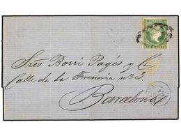 1257 CUBA. Ant.8. 1860. HABANA A BARCELONA. <B>1 Real</B> Verde. MAGNÍFICA. - Other & Unclassified