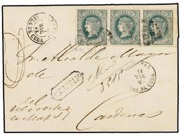 1266 COLONIAS ESPAÑOLAS: CUBA. Ant.10 (3). 1865. MATANZAS A CARDENAS. Carta Certificada Franqueada Con Una Tira De Tres  - Otros & Sin Clasificación