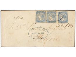 1273 COLONIAS ESPAÑOLAS: CUBA. Ant.13(3). 1868. HABANA A MORON. Carta Certificada Con Franqueo De <B>10 Cts.</B> Azul (3 - Otros & Sin Clasificación