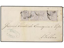 1280 COLONIAS ESPAÑOLAS: CUBA. Ant.22 (4). 1871. HABANA A ESPAÑA. <B>25 Cts.</B> Azul (4). Raro Franqueo De Cuatro Porte - Other & Unclassified