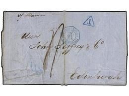 1285 CUBA. 1876. SANTIAGO A EDINBURGH (Gran Bretaña). Fechador Octogonal Marítico Francés <B>SANTIAGO DE CUBA/PAQ.FR.D N - Sonstige & Ohne Zuordnung