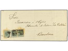 1295 CUBA. Ed.68 (3). 1886. GIBARA A BARCELONA. <B>1 Cto.</B> Verde Tira De Tres. Mat. Rectangular <B>CORR.HABANA/NE RS. - Sonstige & Ohne Zuordnung